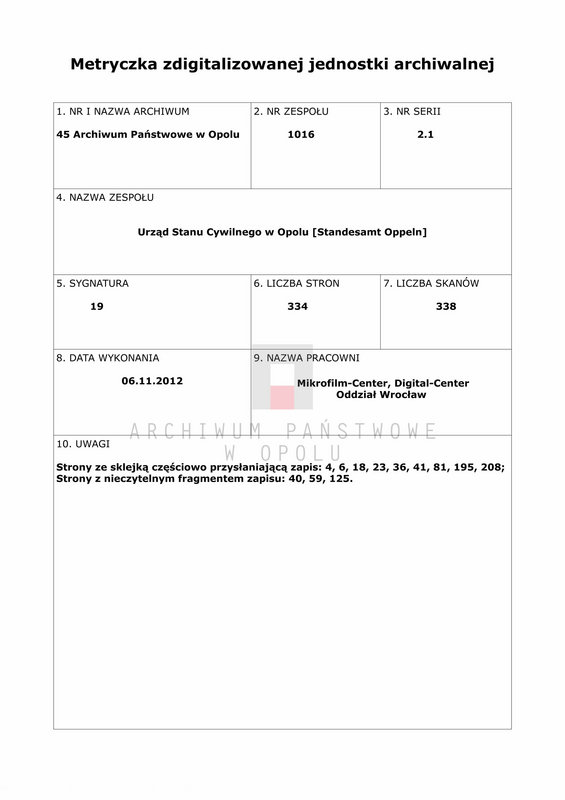 Obraz 2 z jednostki "Urząd Stanu Cywilnego w Opolu 1887 Rejestr Urodzeń Księga Miejscowa Nr 1 do 331"