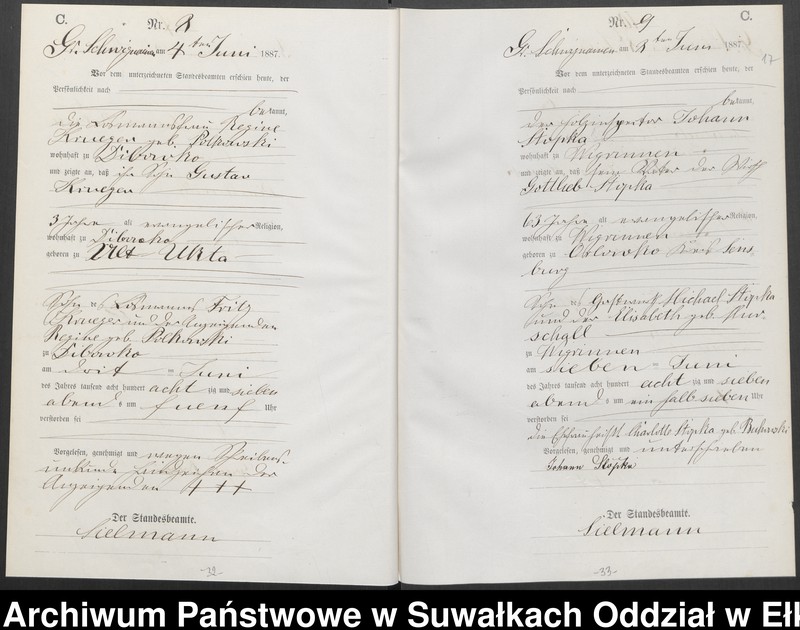 image.from.unit.number "Sterbe-Haupt-Register des Königlichen Preussischen Standes-Amtes Guszianka Kreis Sensburg"