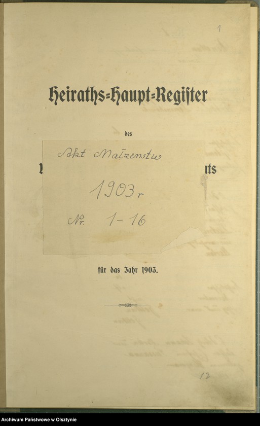 image.from.unit.number "Heiraths-Haupt-Register Nr 1 - 16"