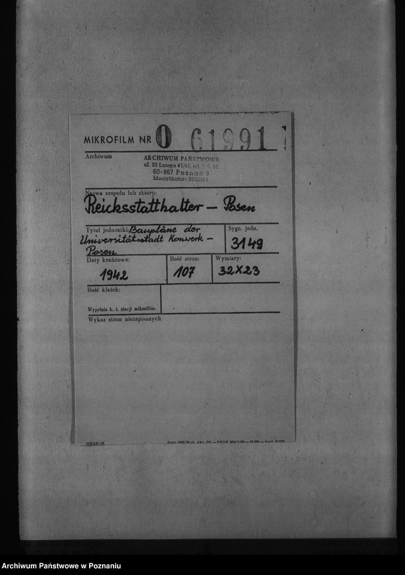 Obraz 2 z jednostki "Baupläne der Universitätsstadt Kornwerk - Posen"