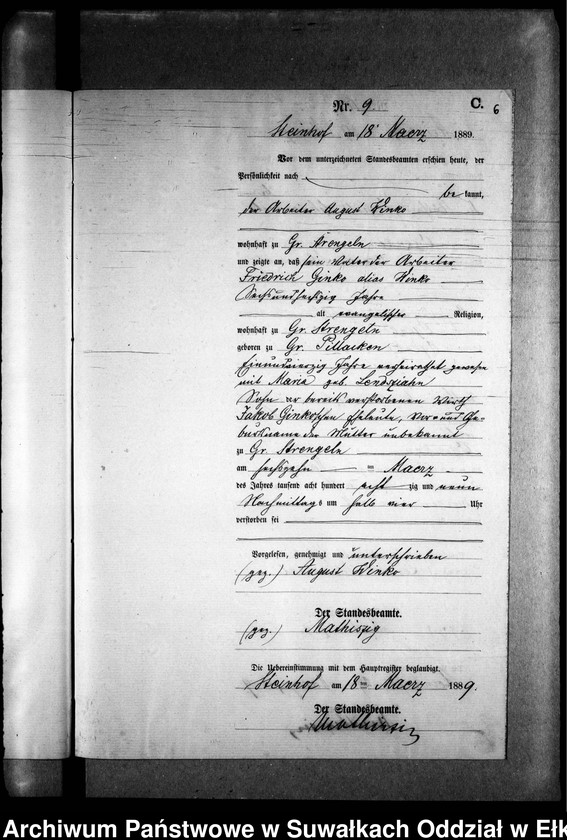 image.from.unit.number "Sterbe-Neben-Register des Preussischen Standes-Amtes Gr. Strengeln Kreis Angerburg"