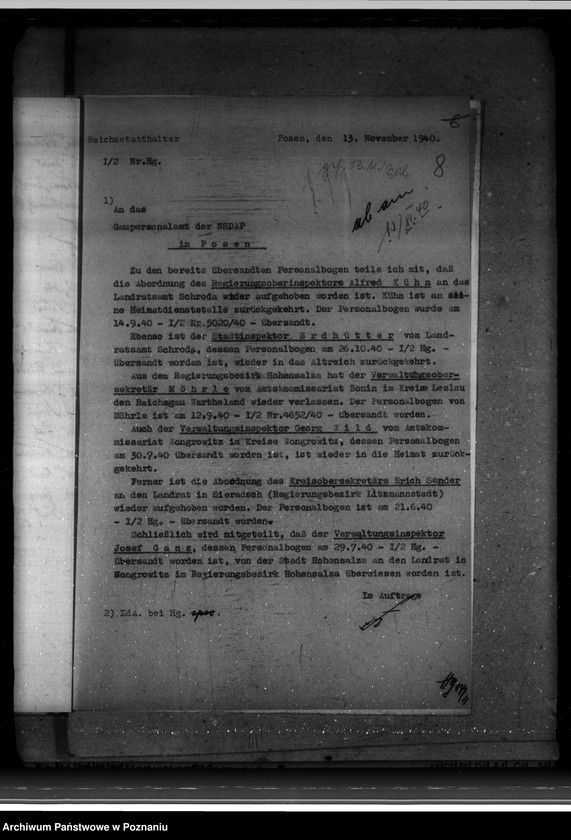 Obraz 12 z jednostki "Erfassung und Überprüfung der Beamten und Angestellten der kommunalen Behörden"