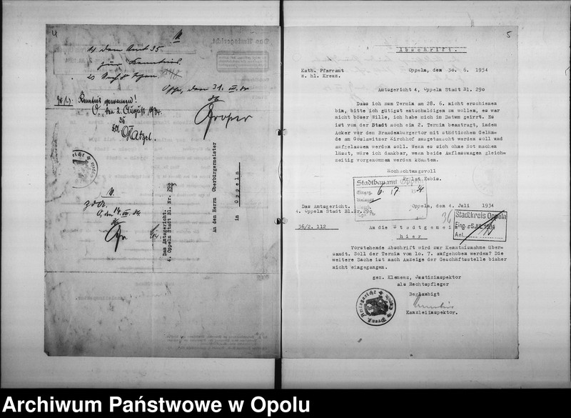 Obraz 7 z jednostki "[Dotyczy rozbudowy kościółka św. Sebastiana w Opolu, odstąpienia parceli przez gminę miejską na powyższy cel]"