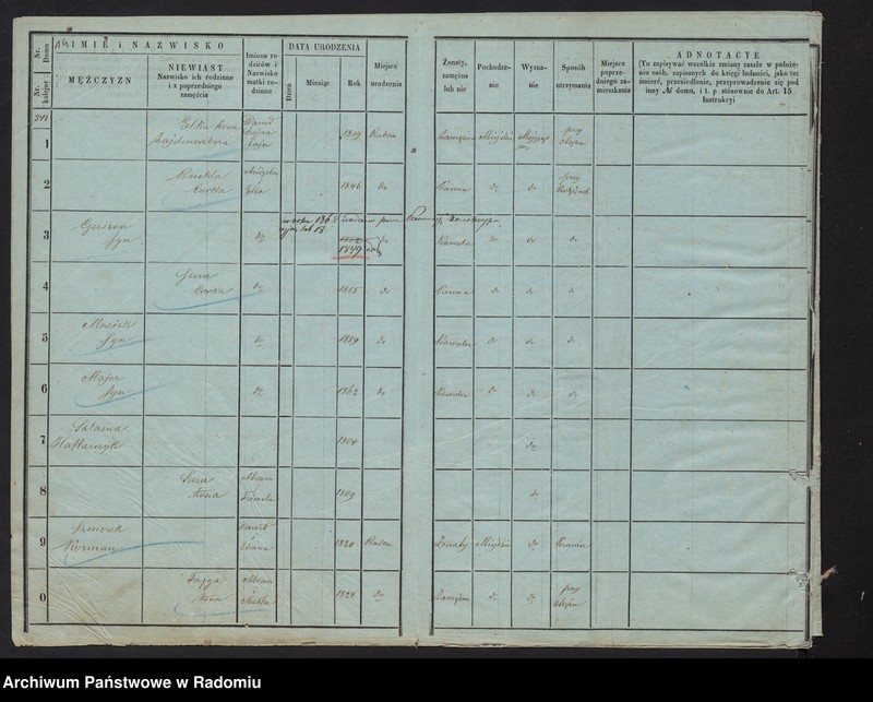 image.from.unit.number "Księga ludności stałej m. Radomia. 341- 366"
