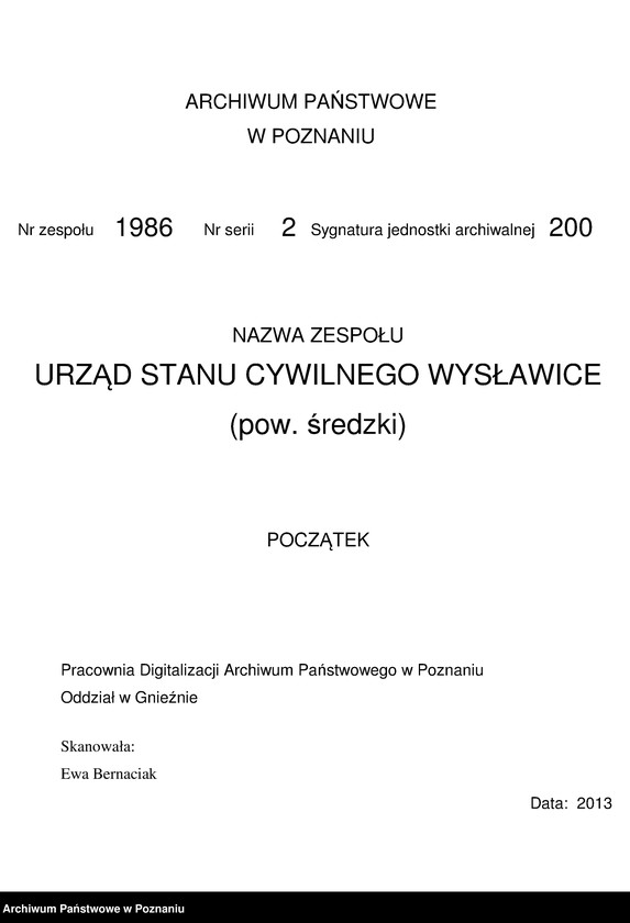 image.from.unit.number "Acta betreffend die Sammel-Akten zu den Heiratsregistern des Standesamtsbezirk Wyslawice Kreis Schroda"