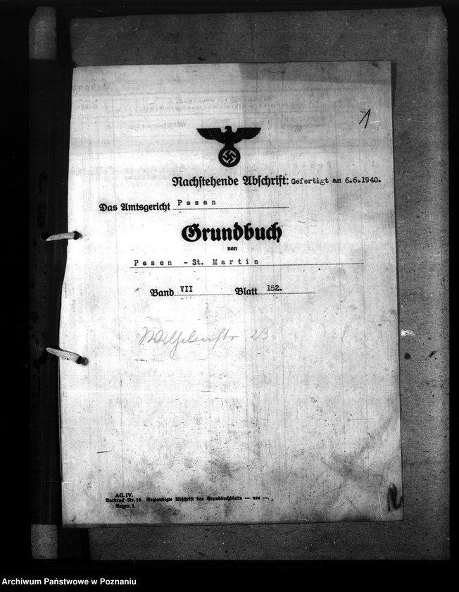 Obraz 5 z jednostki "Grundstück Wilhelmstr. 23 in Posen zum Ausbau der Raczyński Bibliothek"