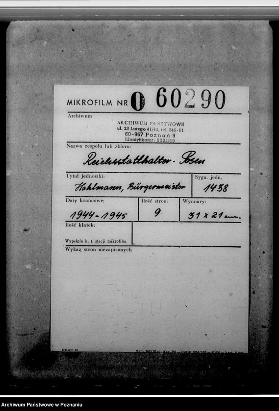 Obraz 2 z jednostki "Hohlmann, Bürgermeister"