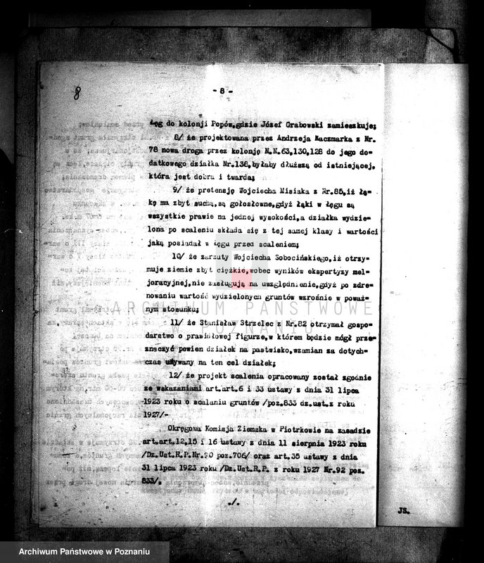 Obraz 12 z jednostki "Regulacja hipoteczna scalonych gruntów Miłkowice powiatu tureckiego"