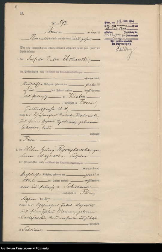 Obraz 7 z jednostki "Księga miejscowa małżeństw tom III [Rejestr główny małżeństw]"