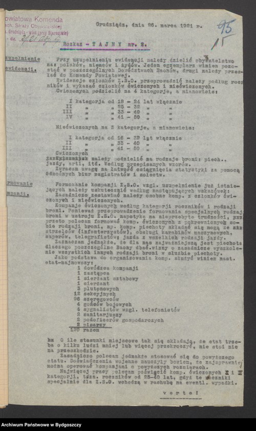 image.from.unit.number "Akta organizacyjno-mobilizacyjne [odnośnie struktury, organizacji, liczebności, rozlokowania członków Zachodniej Straży Obywatelskiej i ich uzbrojenia]"