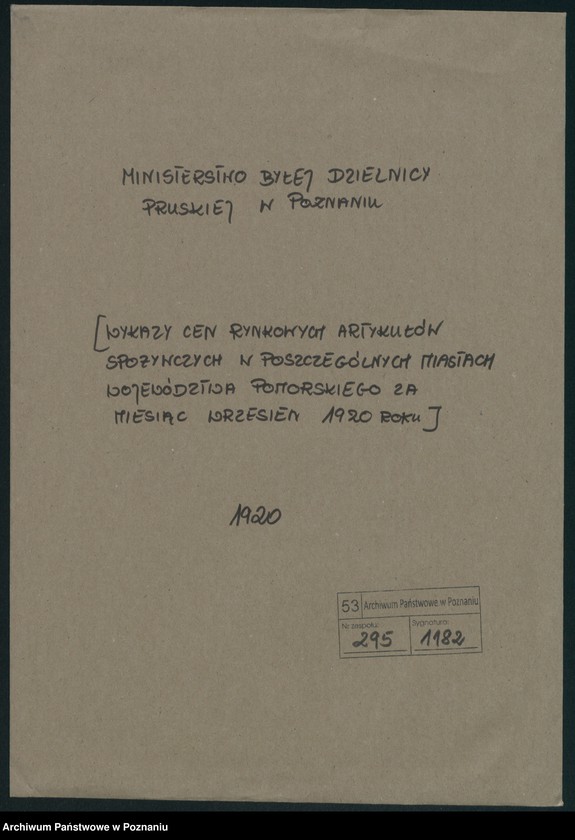 Obraz 2 z jednostki "[Wykaz cen rynkowych artykułów spożywczych w poszczególnych miastach Województwa Pomorskiego za miesiąc wrzesień 1920 roku]"