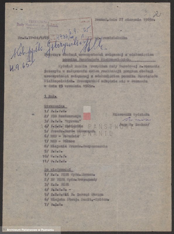 Obraz 10 z jednostki "Przygotowanie i przebieg uroczystości odsłonięcia Pomnika Powstańców Wielkopolskich w Poznaniu."