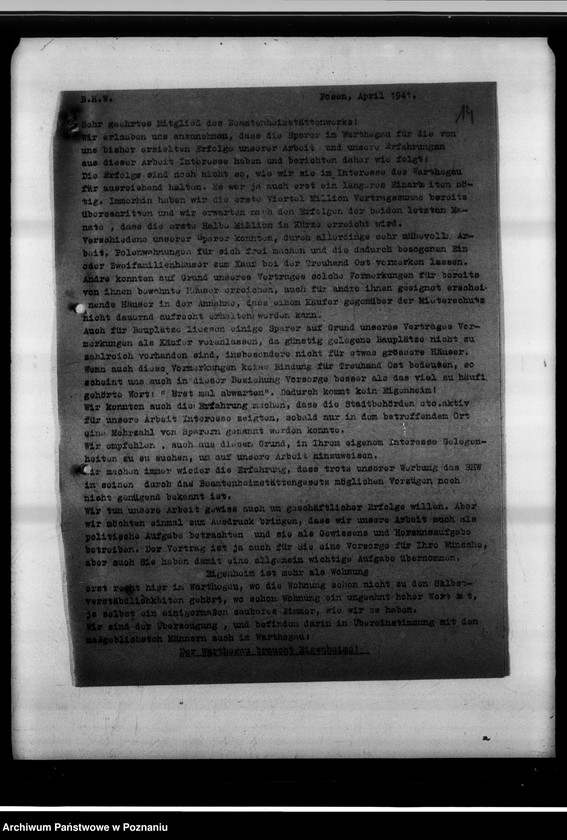Obraz 18 z jednostki "Wohnungsbau für die Bediensteten der gauselbstverwaltung [Erlasse usw.]."