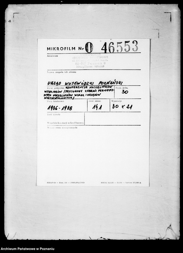 Obraz 2 z jednostki "Konferencje naczelników wydziałów protokoły zebrań periodycznych naczelników władz i urzędów niezespolonych/"