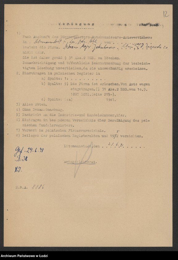 Obraz 14 z jednostki "Abram Majer Jakubowicz – sprzedaż artykułów kolonialno-spożywczych"