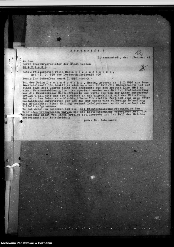 Obraz 16 z jednostki "Fürsorgekosten für auswärtige Kranke"