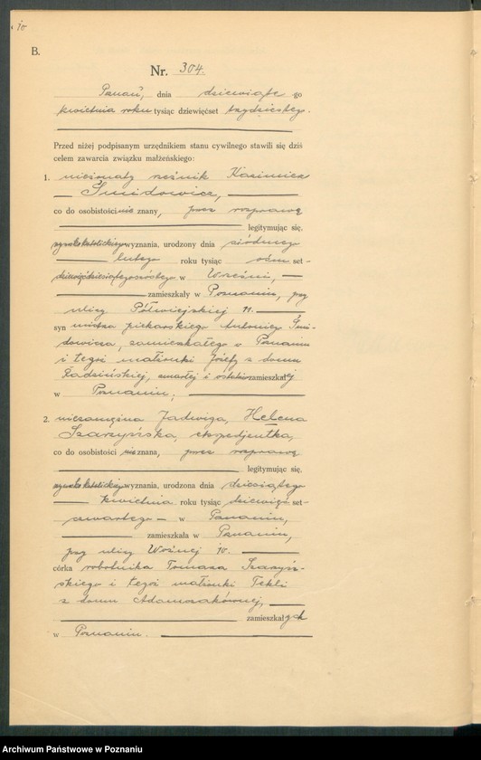 Obraz 12 z jednostki "Księga miejscowa małżeństw tom II [Rejestr główny małżeństw]"