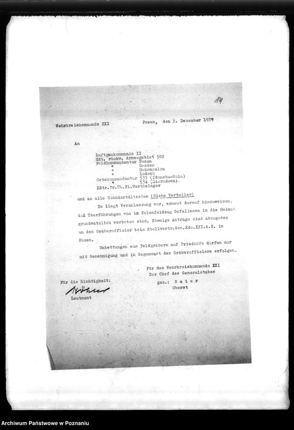 Obraz 18 z jednostki "Podręczna teczka akt dra Kortka, zawierająca informacje o utworzeniu Zentralstelle f.d. Gräber oraz korespondencję w sprawie miejscowych Niemców, zaginionych w 1939 roku"