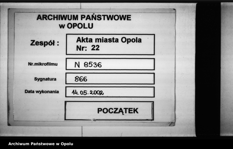 Obraz 1 z jednostki "Acta des Magistrats zu Oppeln betreffend Aufnahme und Einsendung der städtischen Tabellen von der Stadt Oppeln"