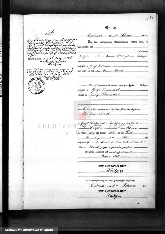 image.from.unit.number "Sterbe-Neben-Register Standes-Amt Leubusch 1883"