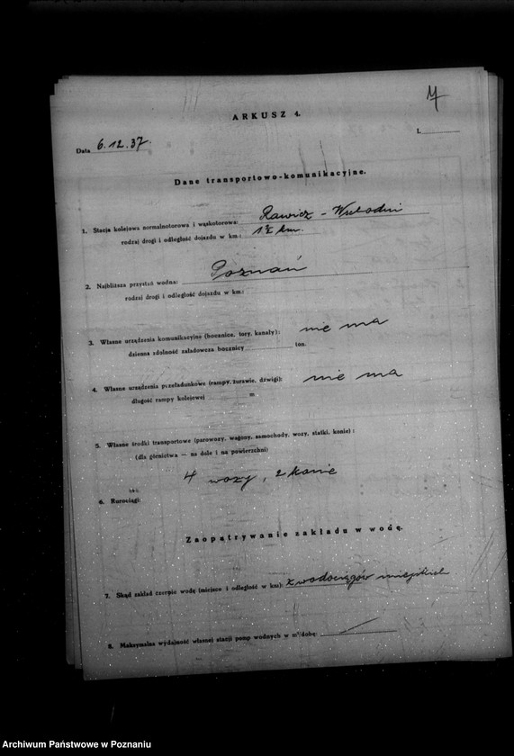 Obraz 13 z jednostki "Kwestionariusz Parowej Przędzalni Włosia i Mechanicznej Tkalni Pasów Parcianych St. Jaskowskiego w Rawiczu"