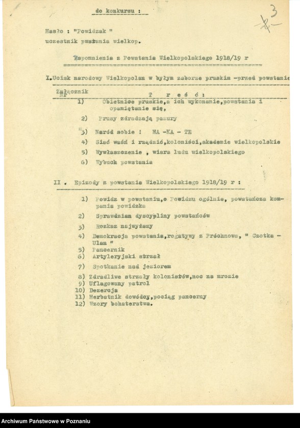 Obraz 12 z jednostki "Relacje i wspomnienia dotyczące powstania wielkopolskiego: 1. Powidz, powiat Gniezno, województwo poznańskie, 2. Przemęt, powiat Wolsztyn, województwo poznańskie."