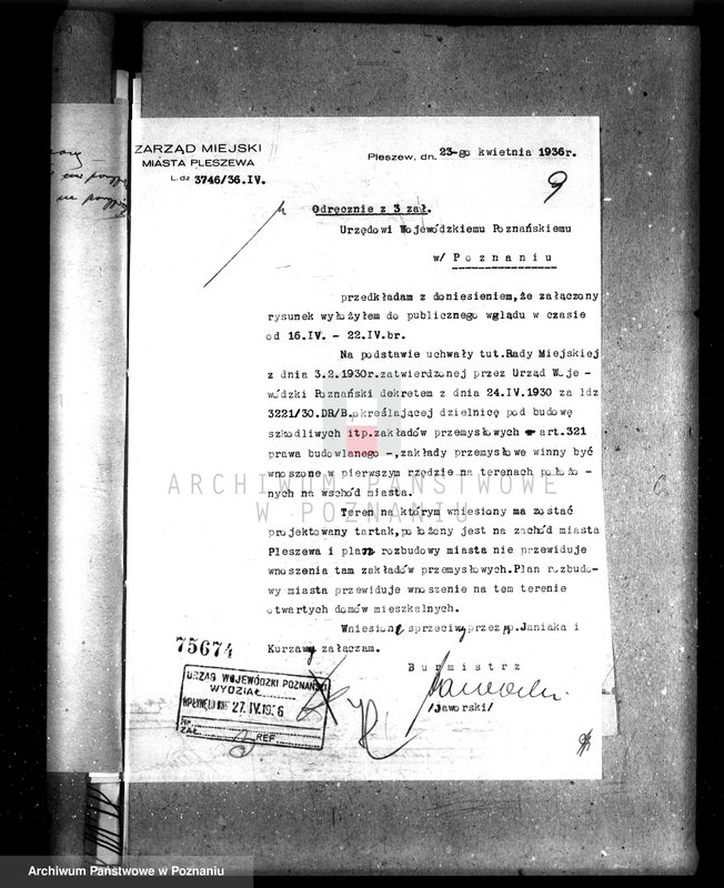 Obraz 13 z jednostki "Zatwierdzenie zakładu przemysłowego /tartak/ Fr. Góreckiego w Pleszewie pow. jarociński"