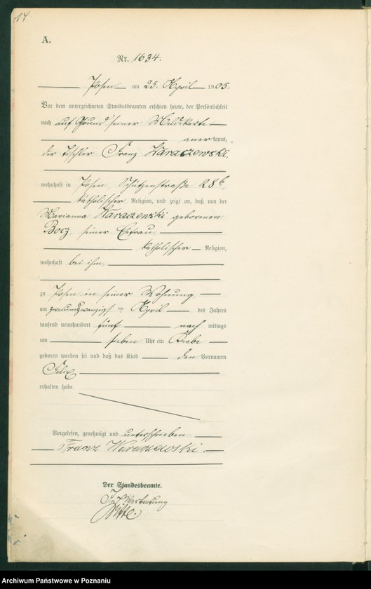 Obraz 16 z jednostki "Księga miejscowa urodzeń tom IV"