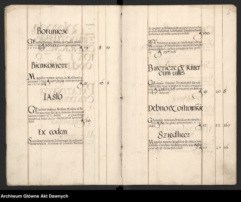 image.from.unit.number "Sumariusz pieniędzy i rejestr retenty piątej części z dochodów dóbr stołowych z terenów całej Rzeczpospolitej."