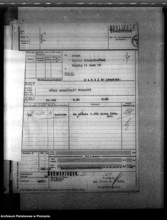 Obraz 8 z jednostki "Stuhl- und Tischfabrik "Tabaka" - Schwaningen (Swarzędz), przekroczenia cen"