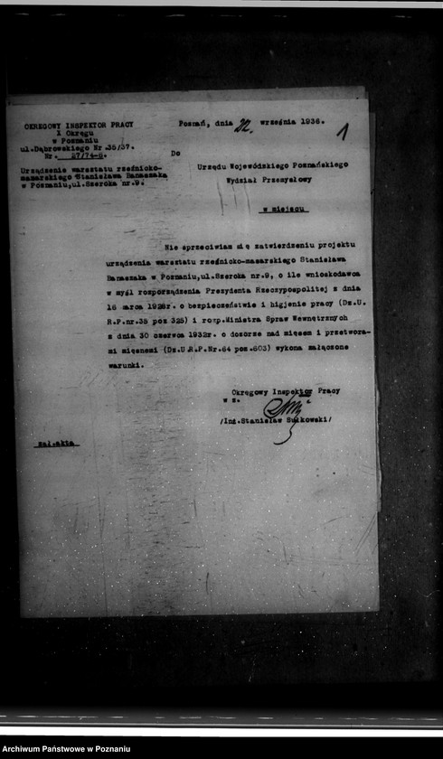 Obraz 5 z jednostki "Zatwierdzenie zakładu przemysłowego /rzeźni i wyrobów mięsnych/ St. Banaszaka w Strzałkowie powiat wrzesiński"