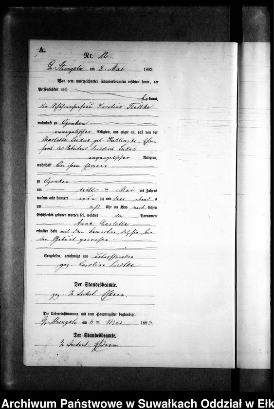 image.from.unit.number "Geburts-Neben-Register des Preussischen Standes-Amtes Gr. Strengeln Kreis Angerburg"