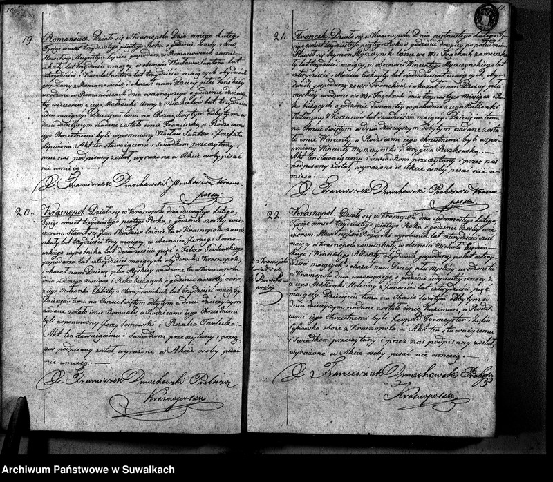 image.from.unit.number "Księga Duplikat Parafii Krasnopolskiey z Roku 1835. Osób Narodzonych, Zaślubionych i Zeszłych."