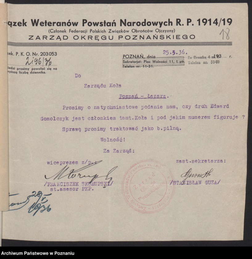 Obraz 20 z jednostki "Akta Koła: Powstańcy Śląscy Koło Poznań."