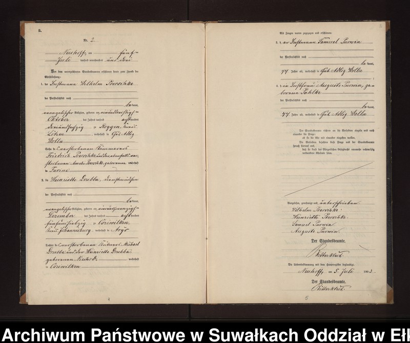 image.from.unit.number "Heiraths-Neben-Register des Preussischen Standes-Amtes Neuhoff Kreis Loetzen"