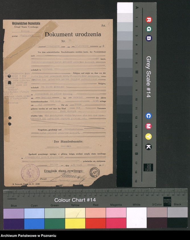 Obraz 4 z jednostki "Akta zbiorowe rejestracji stanu cywilnego do księgi urodzeń z roku 1909"