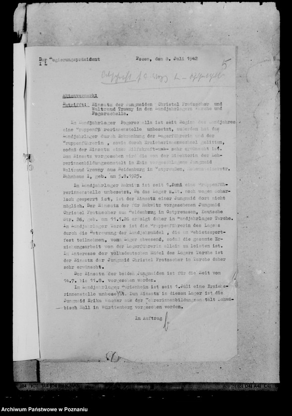 Obraz 9 z jednostki "Einsazt von Schülerinnen in die Landjahrlager"