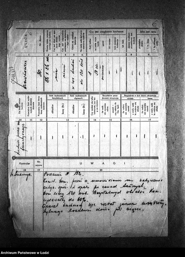 Obraz 8 z jednostki "[Kuchnia nr 404, ul. Drewnowska 12. Kuchnia nr 37, ul. Drewnowska 30. Kuchnia, ul. Drewnowska 32. Działalność kuchni, personel, konsumenci, kontrole]"