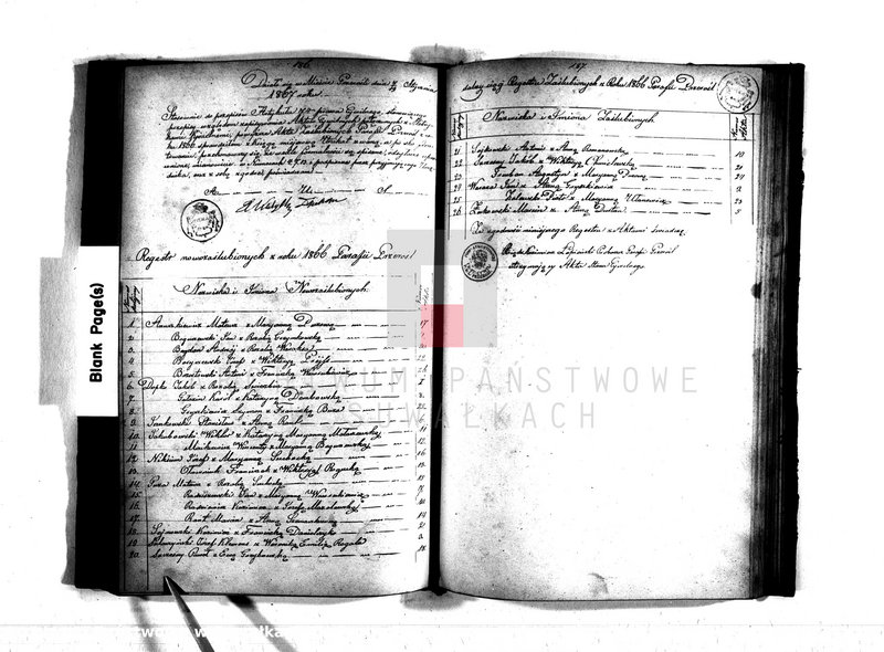 image.from.unit.number "Duplikat Urodzonych, Zaślubionych i Zmarłych Parafii Przerośl za rok 1866"