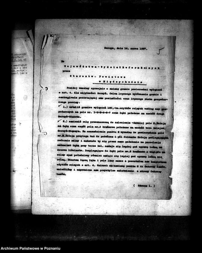 Obraz 9 z jednostki "Majątek Gorzyń powiatu międzychodzkiego wyłączenie z art. 5 ustawy o reformie rolnej"