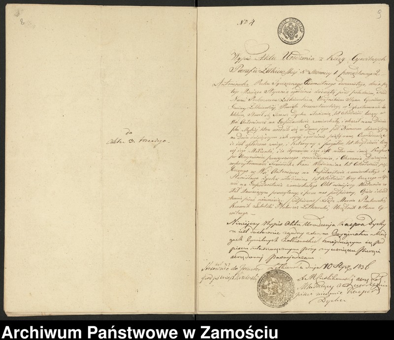 image.from.unit.number "Alegaty do księgi urodzeń, małżeństw i zgonów z 1836 r."