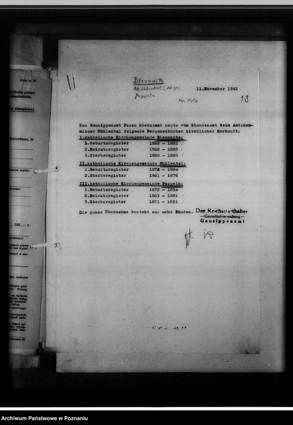 Obraz 18 z jednostki "Einziehungsprotokolle [ksiąg kościelnych] Kreis Warthbrücken [powiat kolski]"