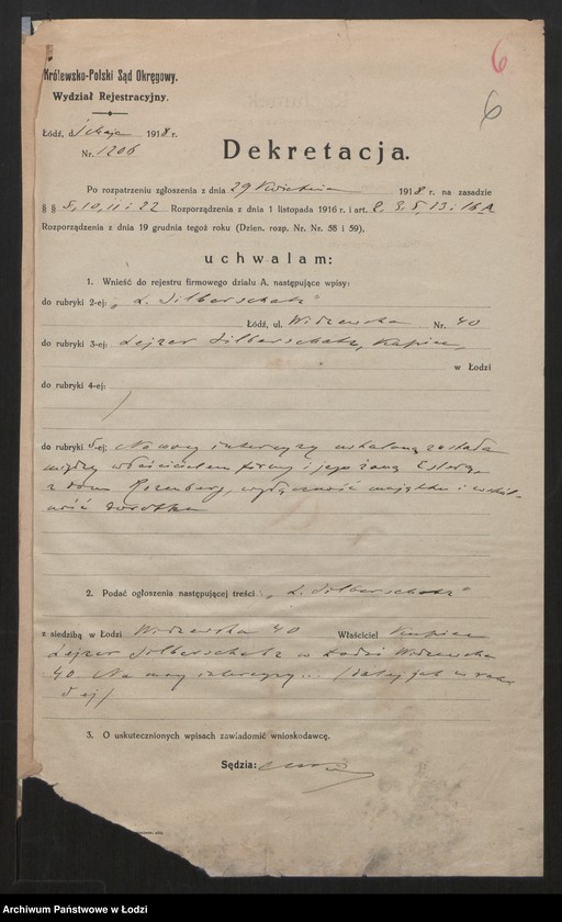 Obraz 8 z jednostki "Lejzer Silberschatz - sprzedaż towarów manufakturowych"