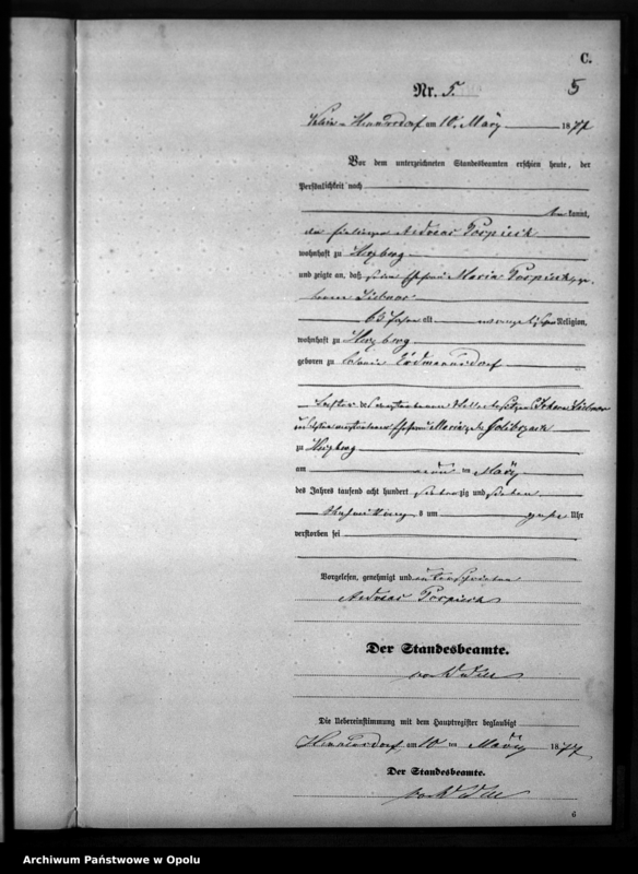 image.from.unit.number "Sterbe-Neben-Register Standesamtsbezirks Hennersdorf 1877"