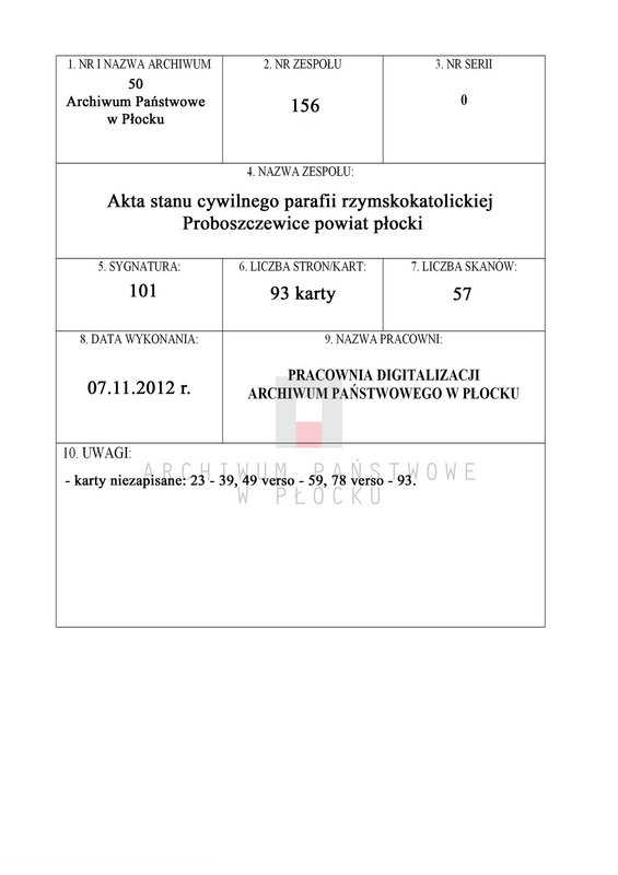 Obraz 1 z jednostki "Akta urodzeń, małżeństw i zgonów"