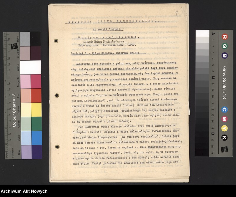 image.from.unit.number "Stosunek Dzieł Paderewskiego do muzyki ludowej. Studyum analityczne (Napisała Helena Windakiewiczowa, "Echo muzyczne", Warszawa)"