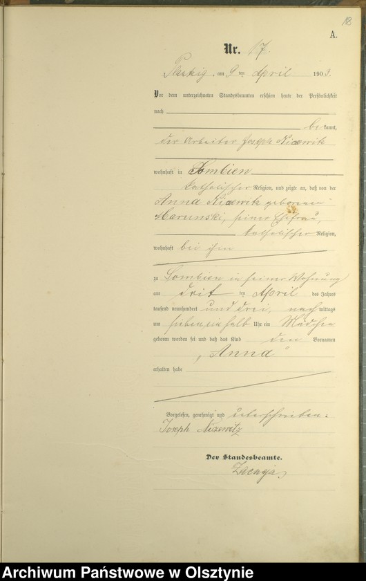 image.from.unit.number "Geburts-Haupt-Register Nr 1 - 43"