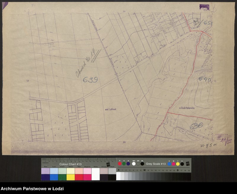 Obraz 1 z jednostki "Plan m. Łodzi 1:2000 z oznaczeniem podziału miasta na obwody Komitetów Blokowych. Sekcja SW 74"