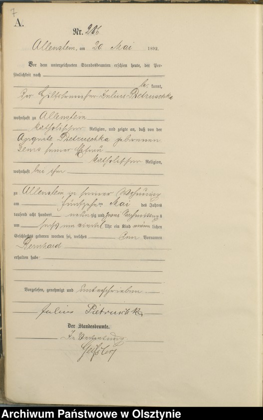 image.from.unit.number "Geburts-Haupt-Register Tom II,Nr 281 - 560"