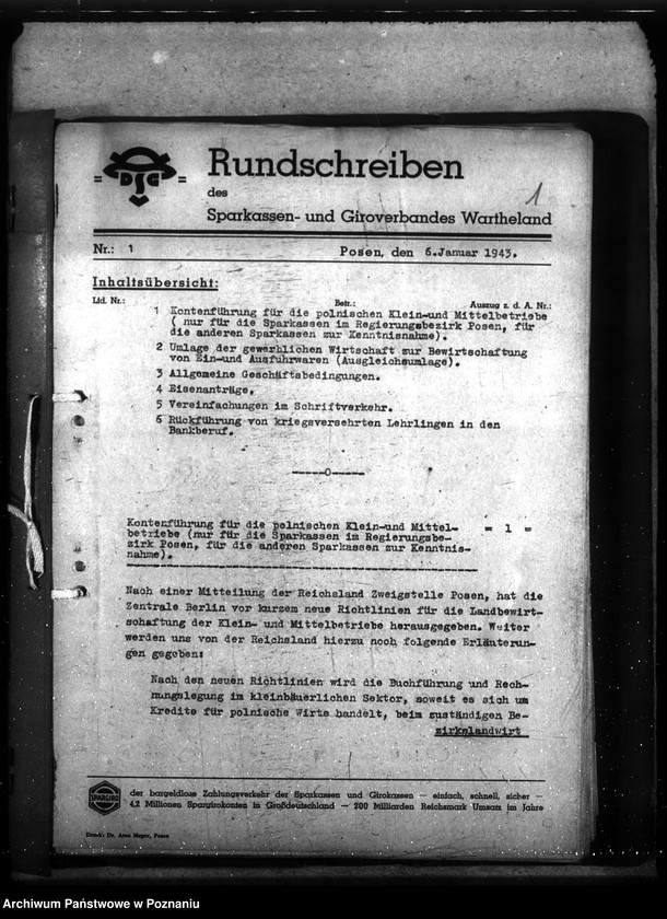 Obraz 5 z jednostki "Rundschreiben des Sparkassen- und Giroverbandes Wartheland"